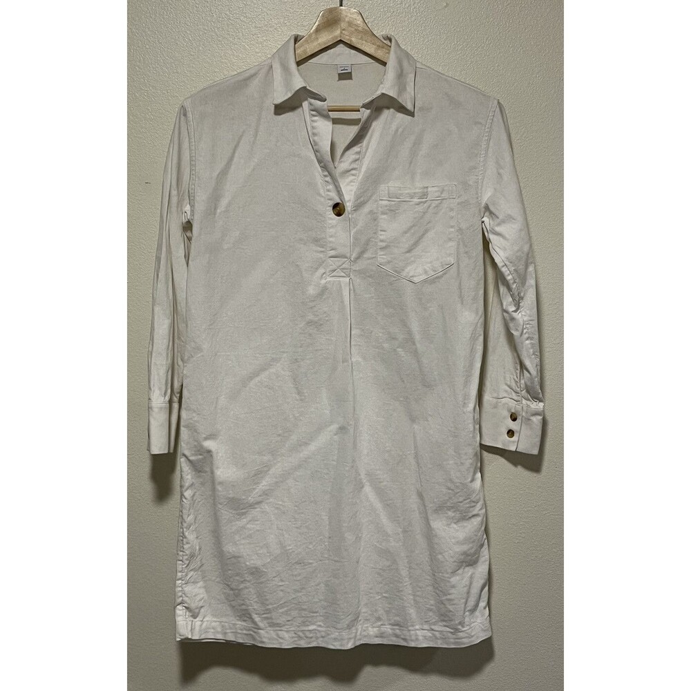 Old Navy Popover Linen Blend Dress Size Small Off White Beach Summer Casual
